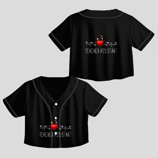 Teacher Assistant Heartbeat Kindergarten Crop Top Baseball Jerseys