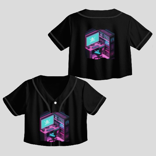 Future Isometric Room - Gamer Crop Top Baseball Jerseys