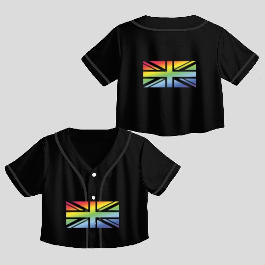 Union Jack / Rainbow Flag (Great Britain / UK) Crop Top Baseball Jerseys