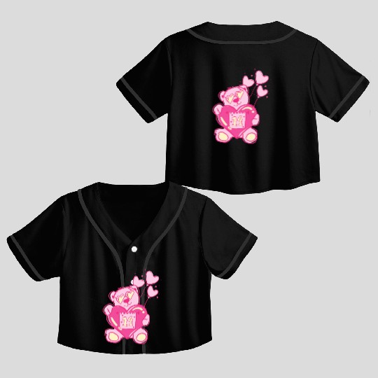 Teddy bear valentine with balloons Crop Top Baseball Jerseys