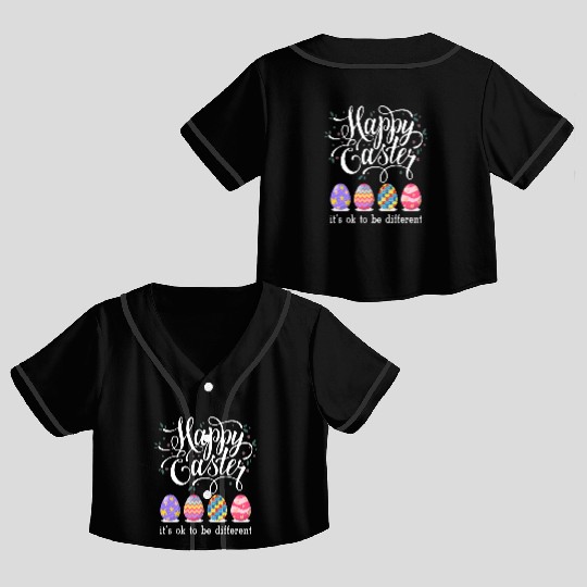 Autism Easter Egg Bunny Puzzle Awareness Crop Top Baseball Jerseys