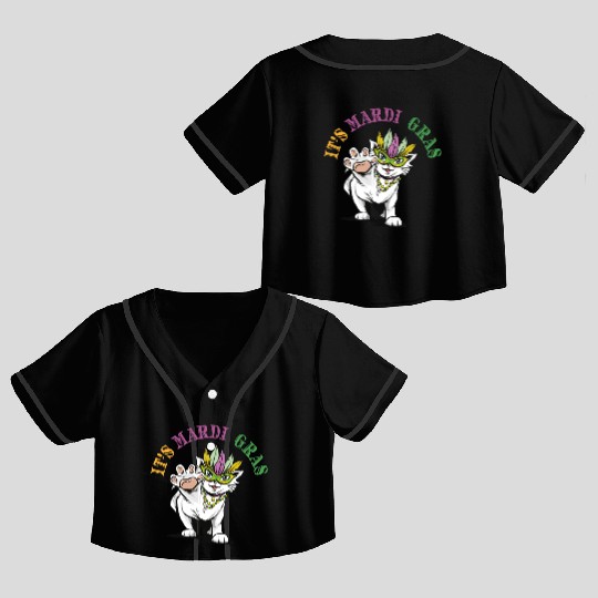 Cat Mardi Gras Crop Top Baseball Jerseys