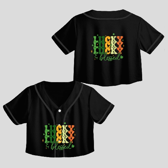 Lucky and Blessed St Patrick's Day Crop Top Baseball Jerseys