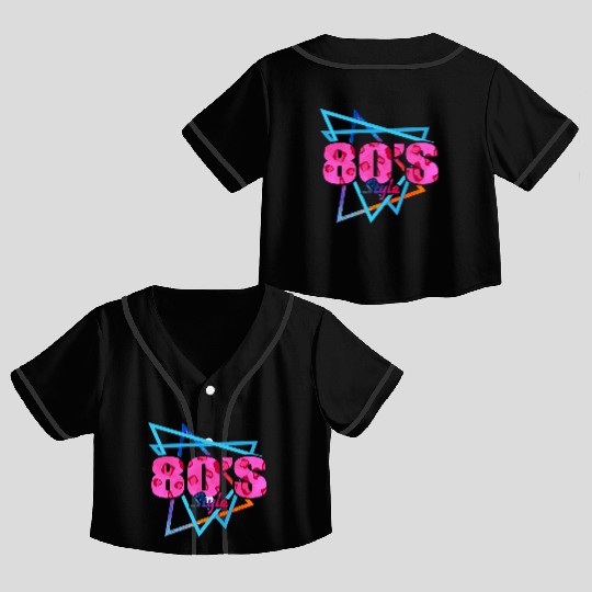 80's Style - Fun Retro Pink Leopard Print Crop Top Baseball Jerseys