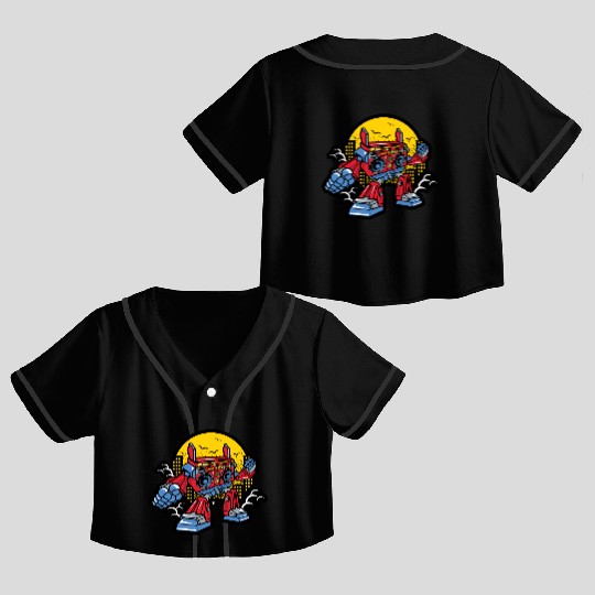 Boombox Robot Crop Top Baseball Jerseys