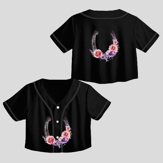 Lucky Floral Horseshoe Crop Top Baseball Jerseys