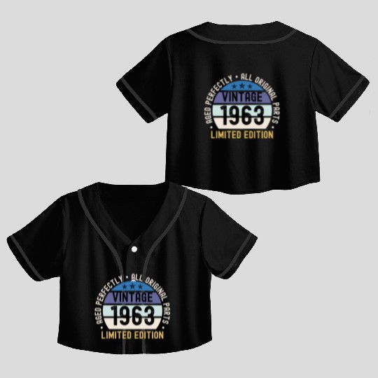 60th Birthday Vintage 1963 Crop Top Baseball Jerseys