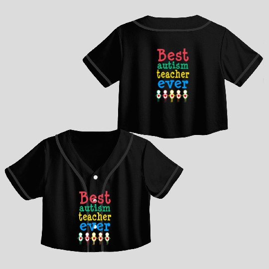 Autism Teacher Gift Crop Top Baseball Jerseys