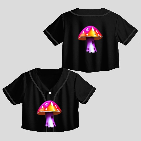 Trippy Psychedelic Rave Trip Mushrooms Goa Crop Top Baseball Jerseys