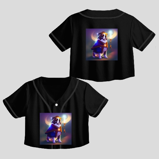 Saint Bernard Dog as a Wizard Crop Top Baseball Jerseys