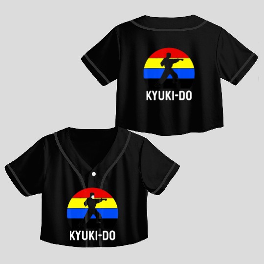 Kyuki Do Martial Arts Retro Sunset Punch Fighter D Crop Top Baseball Jerseys