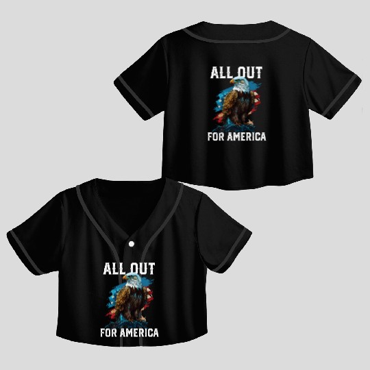 All Out for America American Bald Eagle America Crop Top Baseball Jerseys