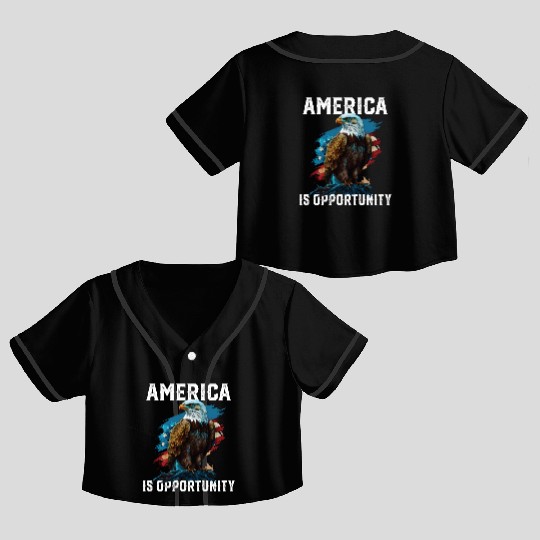 America Is Opportunity American Bald Eagle July 4 Crop Top Baseball Jerseys