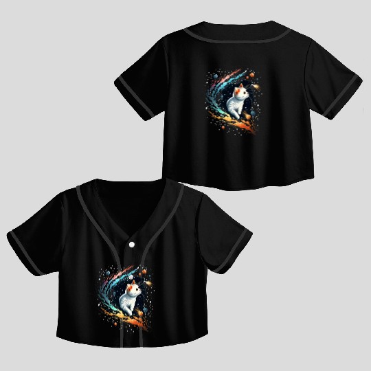 Astronaut Cat or Space Cat on Galaxy Cat Lover Crop Top Baseball Jerseys