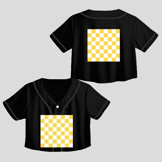 Yellow checker rectangle background. Crop Top Baseball Jerseys