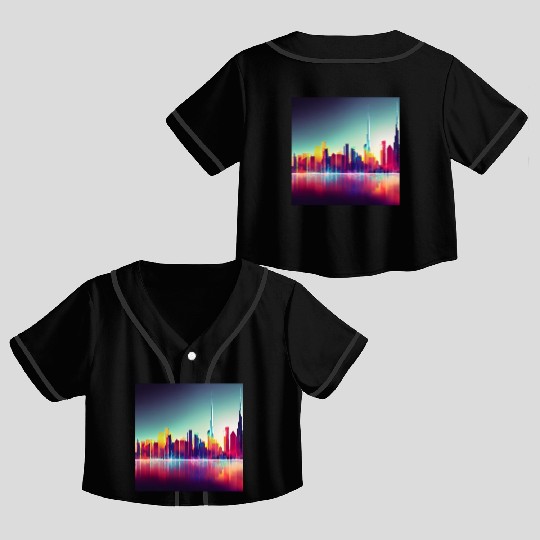 Dubai silhouette skyline abstract art Crop Top Baseball Jerseys