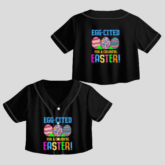 Easter Colorful Egg Dye Rabbit Egg Hunt Crop Top Baseball Jerseys