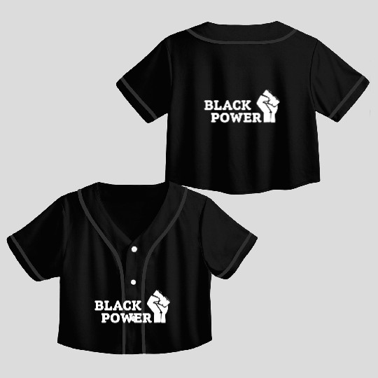 Black Power Crop Top Baseball Jerseys