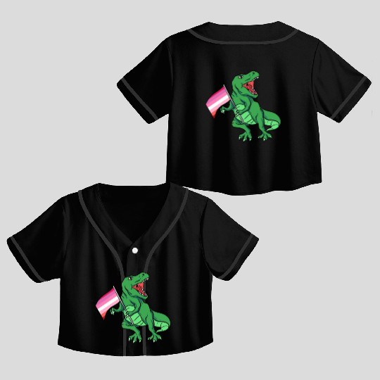 Lesbian T-Rex Crop Top Baseball Jerseys