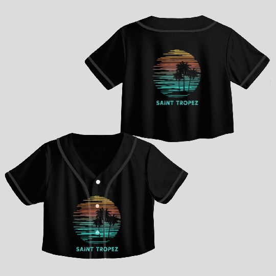 Saint Tropez Cool Souvenir Vacation Artistic Crop Top Baseball Jerseys