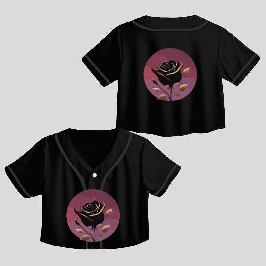 Black Rose Crop Top Baseball Jerseys