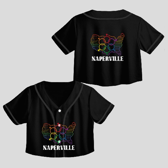Naperville Pride Month Pride Flag LGBT Community L Crop Top Baseball Jerseys