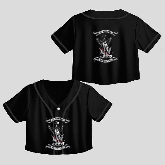 Archangel Saint Michael Protect Us Defend Us Long Crop Top Baseball Jerseys
