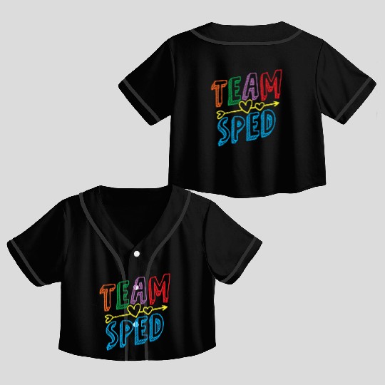 Team Sped Awareness Special Education Teacher Crop Top Baseball Jerseys