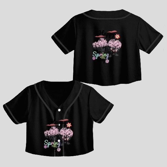 Seasons Greetings for Spring, Happy Spring Graphic Crop Top Baseball Jerseys