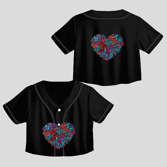 Colorful Sindhi Heart Crop Top Baseball Jerseys Design