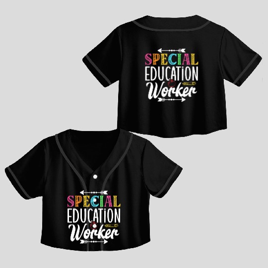 Special Education Worker Sped Teacher Awareness Crop Top Baseball Jerseys