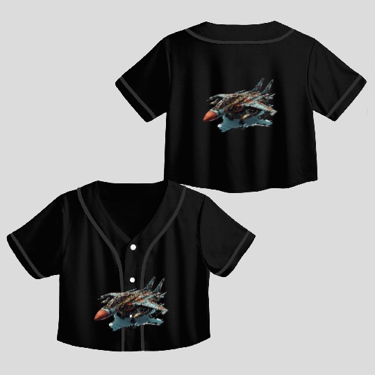 FIghter jet Crop Top Baseball Jerseys