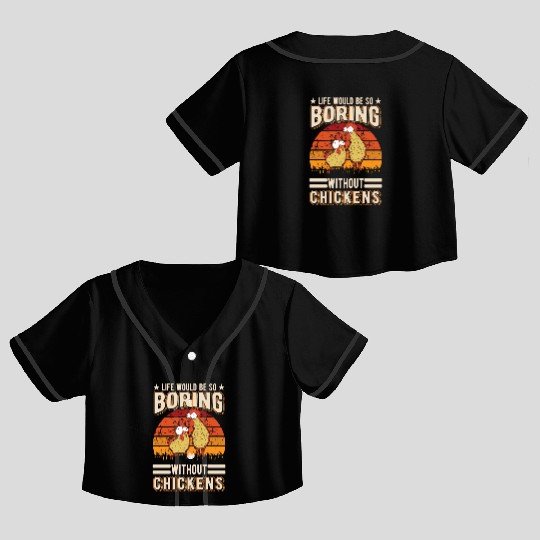 Chickens Chicken Farm Farmer Crop Top Baseball Jerseys
