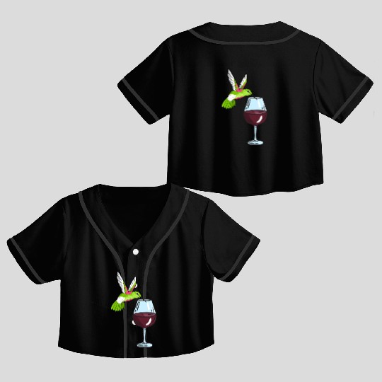 Hummingbird Drinking Wine Birdwatching Hummingbird Crop Top Baseball Jerseys