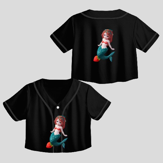 Strawberry mermaid Crop Top Baseball Jerseys