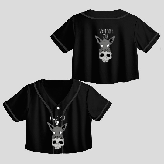Death Cat Skull Crop Top Baseball Jerseys