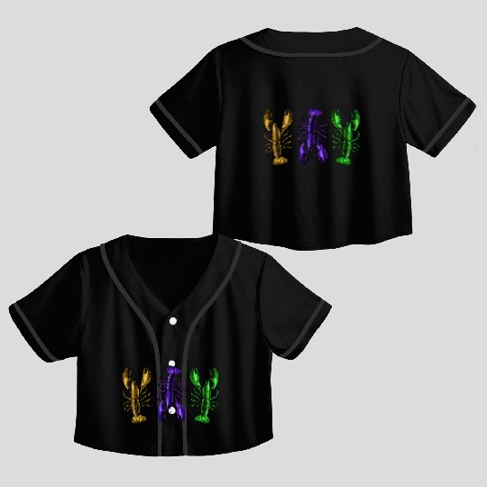 Lobster Mardi Gras Crop Top Baseball Jerseys
