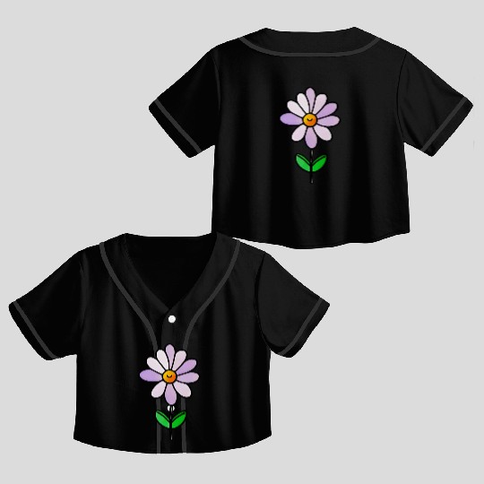 Lavender Flower Art Crop Top Baseball Jerseys