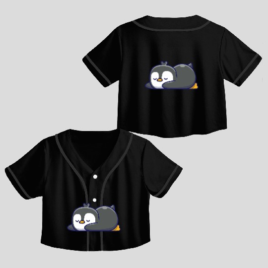 Cute Penguin Sleeping Crop Top Baseball Jerseys