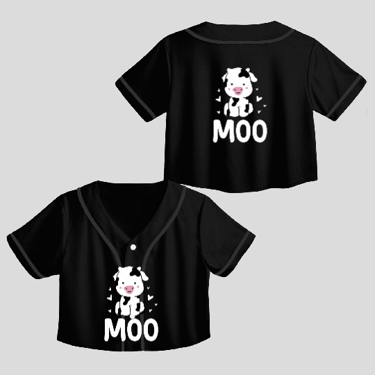 Moo Cow Lover Famer Cattle Ranch Dairy Farming Crop Top Baseball Jerseys