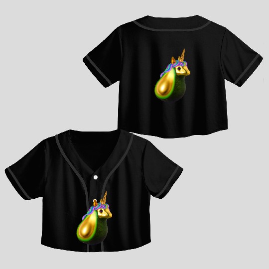 Happy unicorn avocado Crop Top Baseball Jerseys