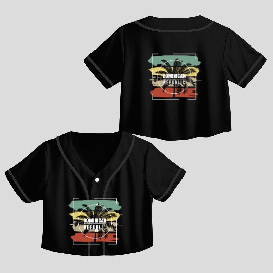 Dominican Republic Artistic Palm Tree Retro Crop Top Baseball Jerseys