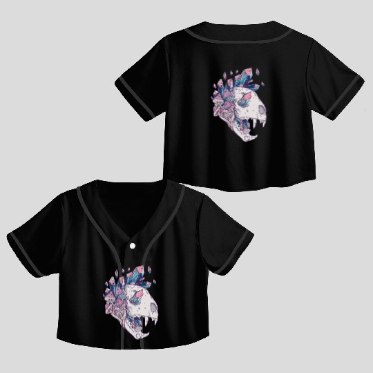 Crystal Cat Skull Crop Top Baseball Jerseys