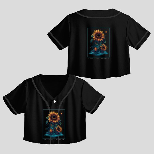 Psychedelic Sunflowers Garden Nature Lover Gift Crop Top Baseball Jerseys