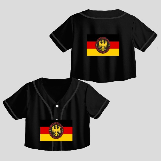 German Flag With Teutonic Eagle Crop Top Baseball Jerseys