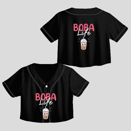 Boba Life Bubble Tea Lover Boba Tea Drinker Korean Crop Top Baseball Jerseys