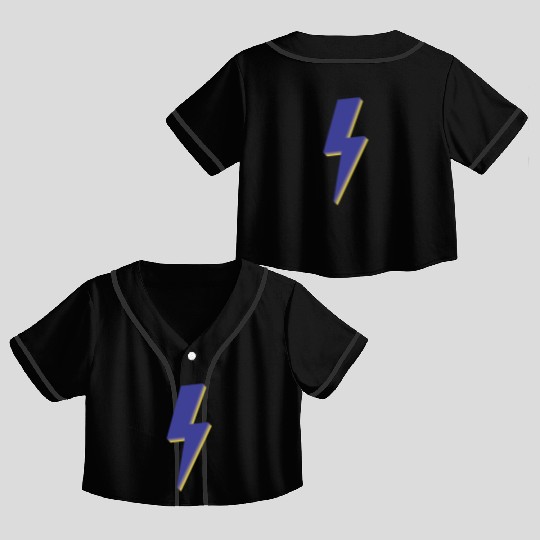 Lightning Bolt Blue 3D Crop Top Baseball Jerseys