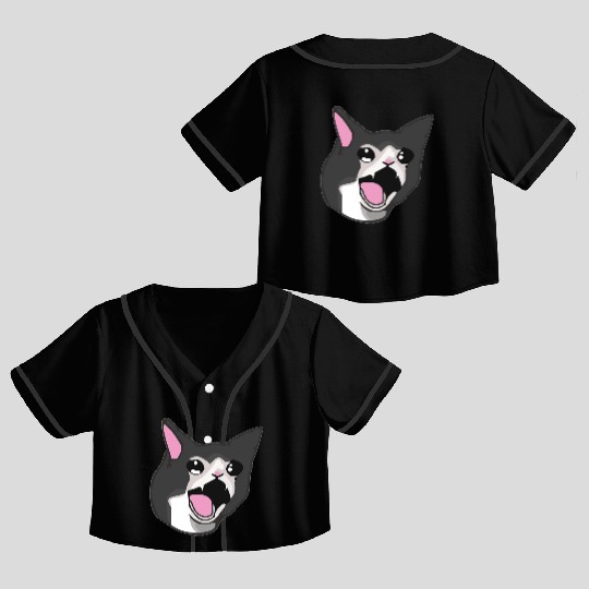 Yamero Crying Screaming Cat Meme Cute Japanese Crop Top Baseball Jerseys