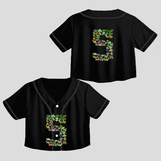 5th Birthday Sea Turtle Tortoise Theme 5 Year Old Crop Top Baseball Jerseys