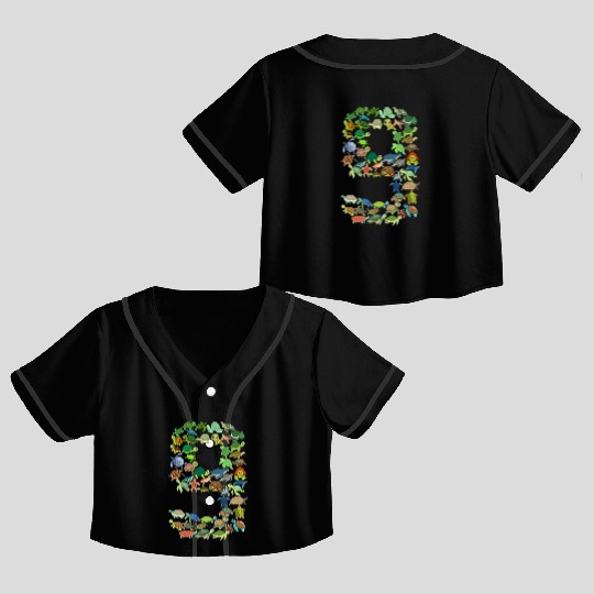 9th Birthday Sea Turtle Tortoise Theme 9 Year Old Crop Top Baseball Jerseys